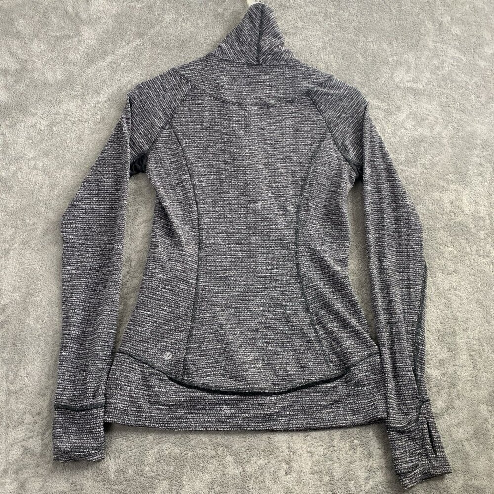Lululemon Think Fast Pullover Women 4 Gray Herringbone 1/4 Sweatshirt Athleisure - Picture 5 of 7